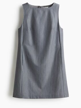 H&M Gray Pinstripe Shift Dress Size M Mini Sleeveless